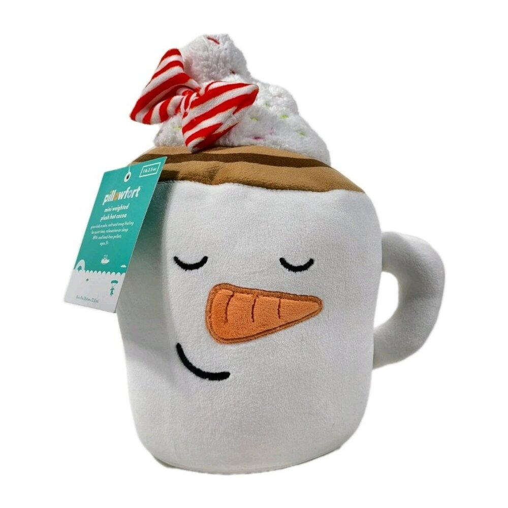 Pillowfort 9" Weighted Hot Cocoa Snowman Christmas Decorative Plush Throw Pillow